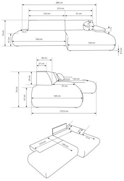 Colțar extensibil PRATO, tip L, stânga, bej, cu spațiu de depozitare