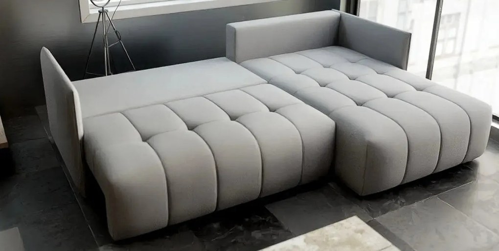 Colțar extensibil dumonde cu ladă de depozitare si sezut confortabil din spuma high-density, Malta Enjoy Grey II 235x185 cm