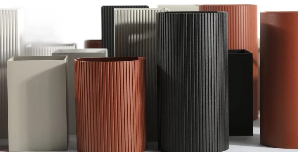 Aplica perete aluminiu striat terracotta, 2xGU10, LUNE square