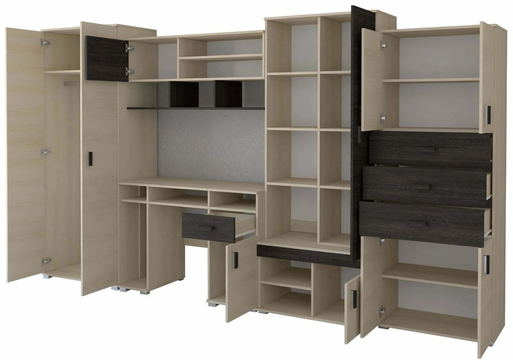 Bibliotecă living Diana, sonoma + wenge