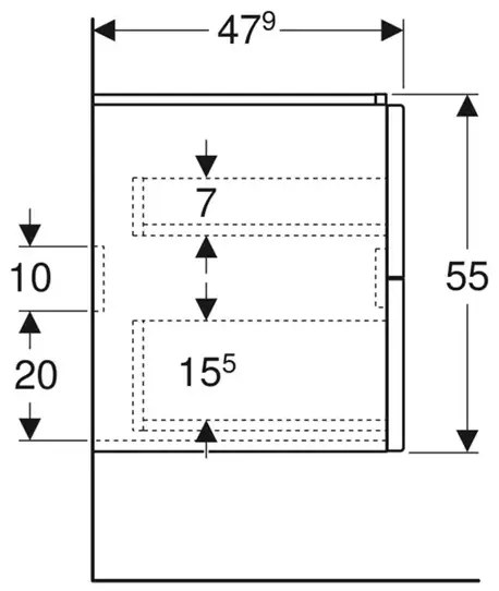 Dulap baza suspendat Geberit Modo 2 sertare alb lucios 60 cm