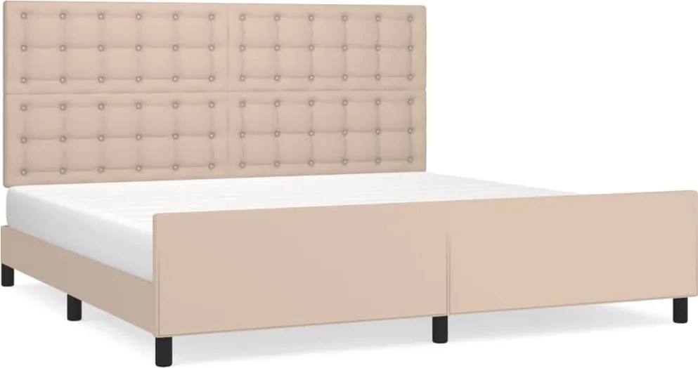 vidaXL Cadru de pat cu tăblie, cappuccino, 200x200 cm, piele ecologică