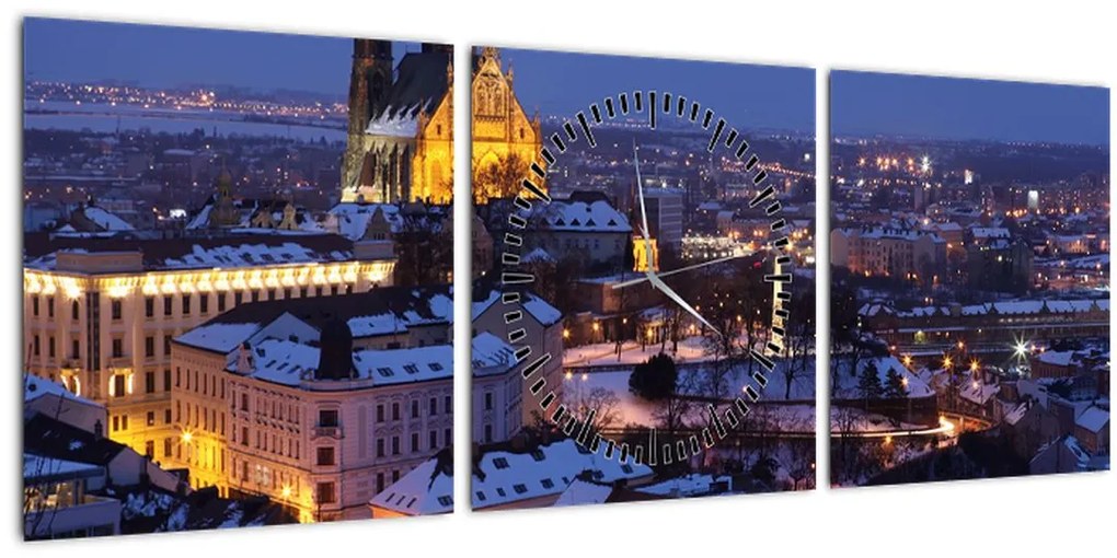 Tablou - Catedrala Sf. Peter și Paul, Brno, Republica Cehă (cu ceas) (90x30 cm)