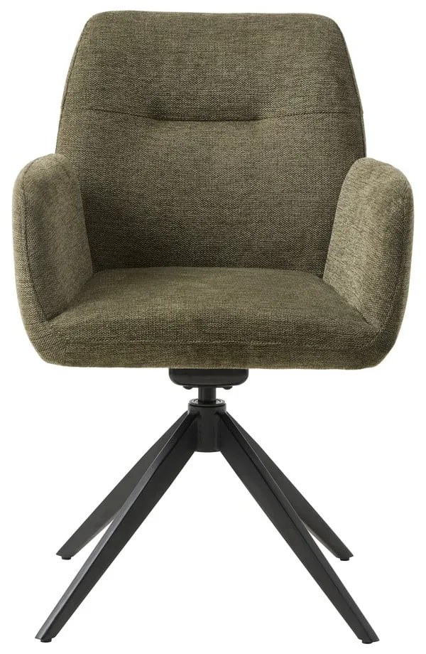 Scaun de sufragerie verde cu cotiere tapițat Roxana – Unique Furniture