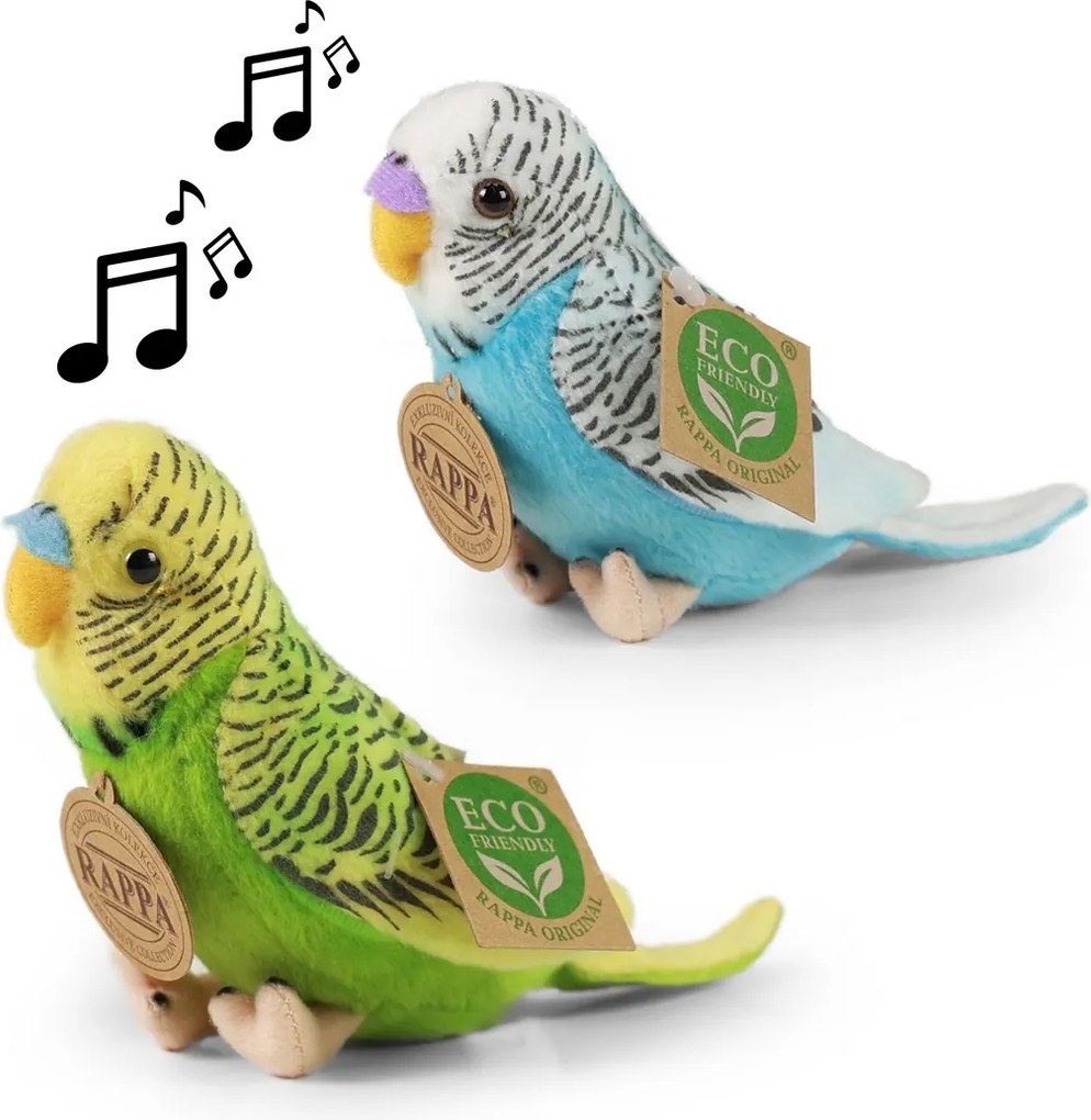 Papagal de pluș Rappa, verde, 11 cm, cu sunet