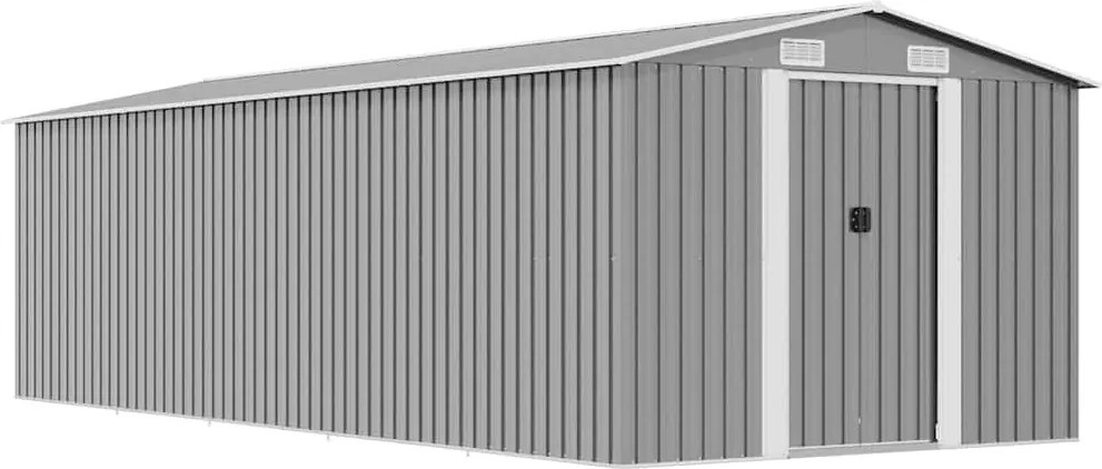 vidaXL Șopron de grădină, 257x580x181 cm, gri, metal