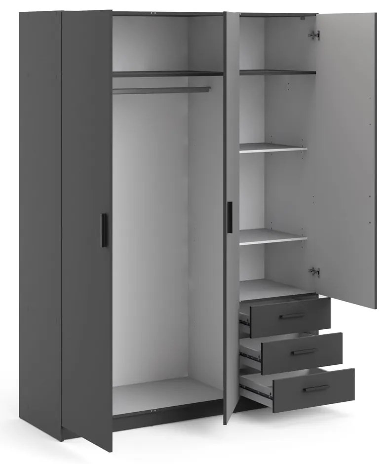 Șifonier gri închis 147x200 cm Sprint – Tvilum