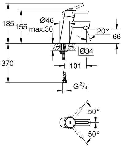 GROHE CONCETTO 3224010E - Baterie pentru lavoar DN 15 crom lucios