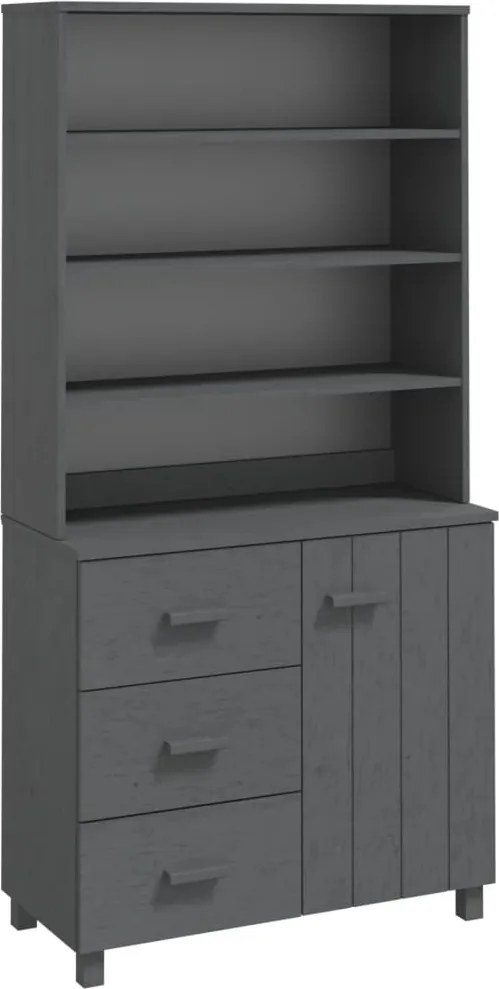 vidaXL Dulap înalt „HAMAR”, gri închis, lemn masiv de pin