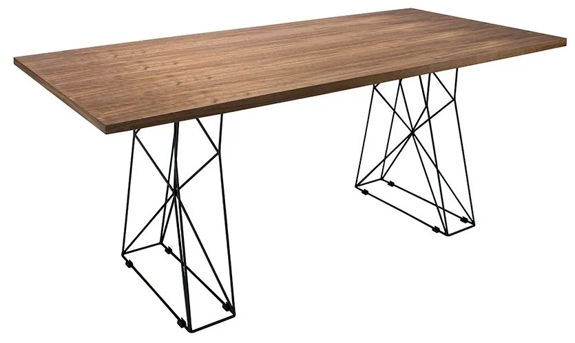 Masa dining design LUX Walnut veneer and black steel 200x95cm