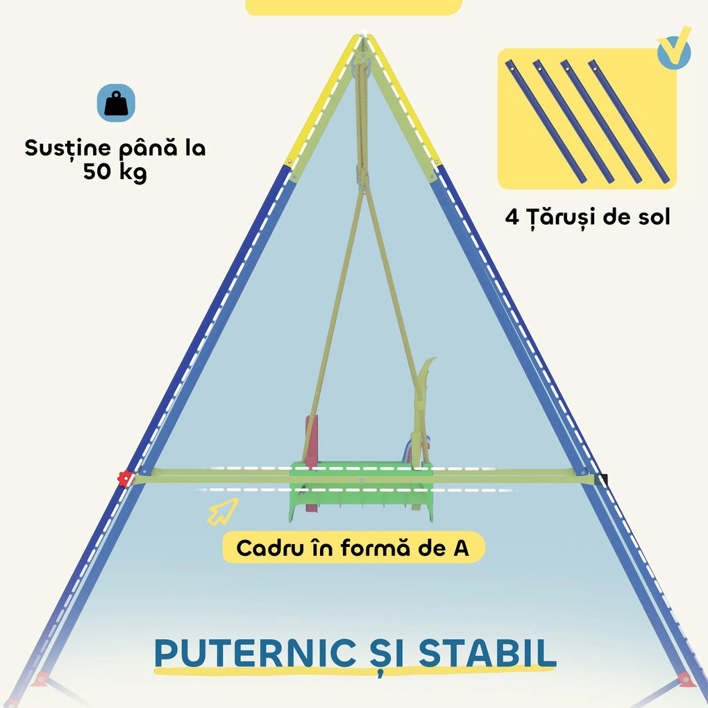 AIYAPLAY Leagăn 3-în-1 pentru Grădină, Leagăn pentru Bebeluși de Interior și Exterior, Înălțime Reglabilă, Cadru Pliabil din Oțel, Centură de Siguranță, Ușor de Montat, 9 Luni-8 Ani, Verde | Aosom Romania