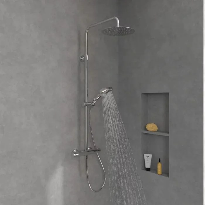 Coloana de dus cu baterie termostatata Villeroy&Boch Verve finisaj crom lucios