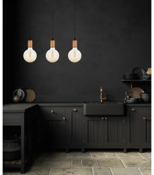 Lustră pe cablu MIROS 3xE27/60W/230V neagră/cupru