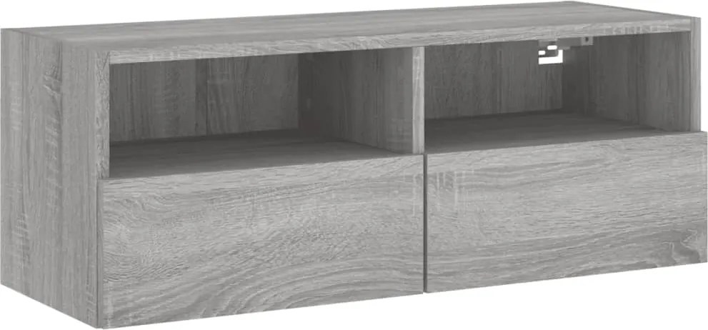 vidaXL Comodă TV de perete, gri sonoma, 80x30x30 cm, lemn prelucrat