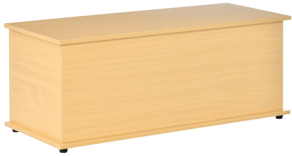 HOMCOM Cufăr de depozitare din lemn, taburet pentru depozitare cu capac pentru dormitor și sufragerie, sarcină max. 120 kg, 100x40x40 cm Natural | Aosom Romania