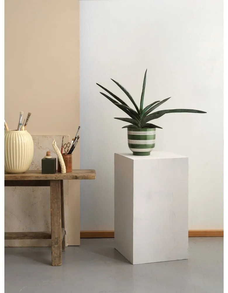 Ghiveci din ceramică Kähler Design Nuovo, ø 15 cm, alb-verde închis