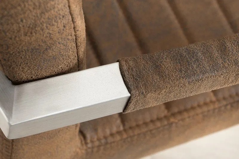 Set 2 scaune cu brate Loft maro antic/ argintiu