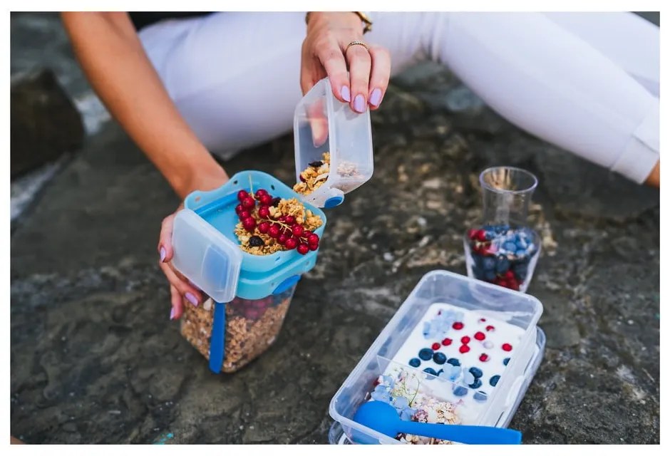 Cutie pentru prânz cu tacâmuri Vialli Design, 650ml+230m, verde