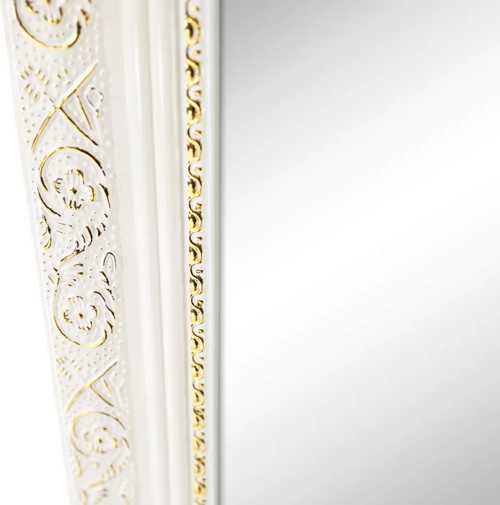 Oglindă de podea, alb/ornament auriu, LAVAL