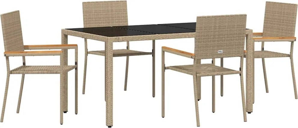 vidaXL Set de masă pentru grădină 5 pcs Bej poliratan