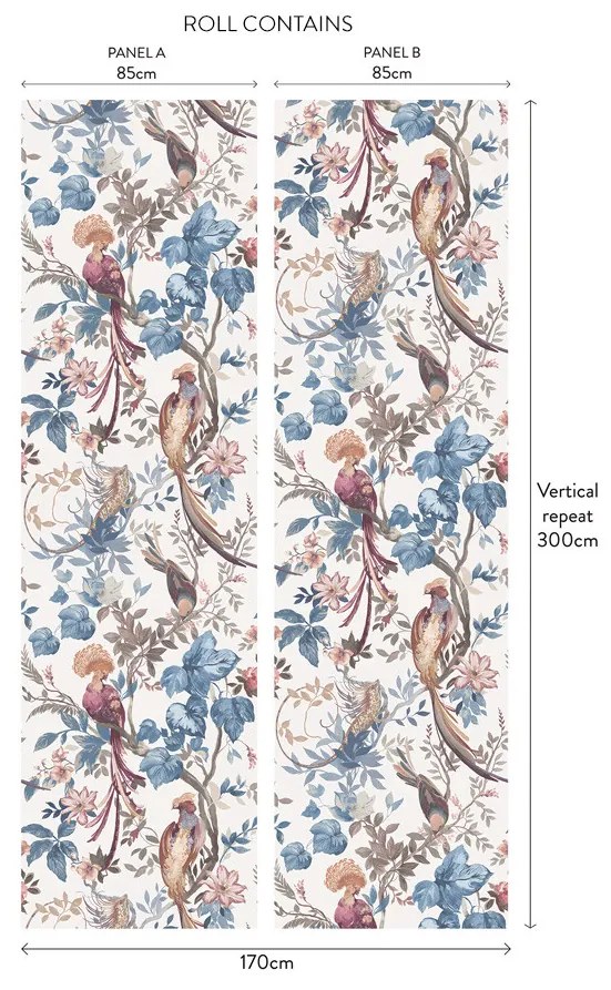 Tapet Bird Sonnet, Chambray Blue Luxury Paperweave, (fibre naturale), 1838 Wallcoverings, 5.1mp / rola