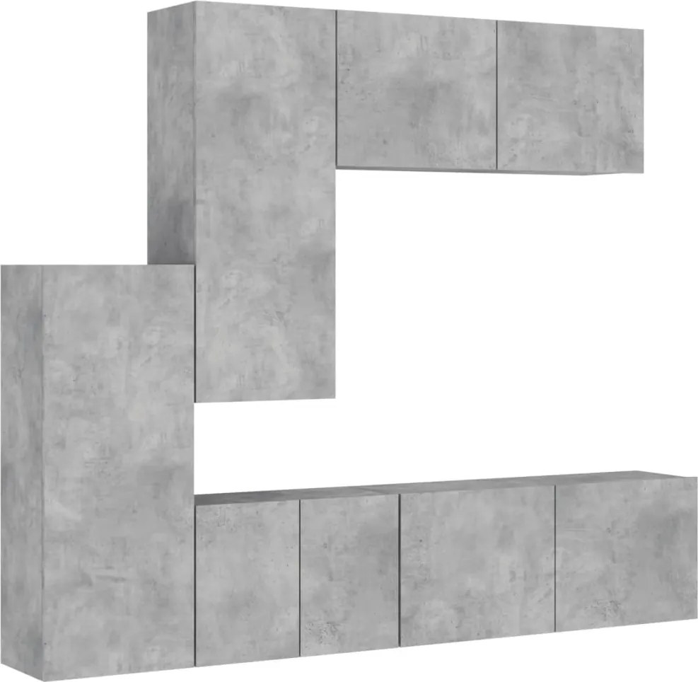 vidaXL Unități TV de perete, 5 piese, gri beton, lemn prelucrat