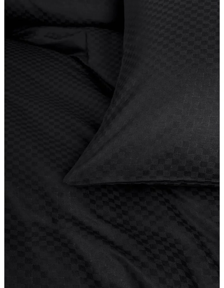 Lenjerie de pat neagră din bumbac ranforcé pentru pat de o persoană 140x200 cm Checkered – Mila Home Luxury