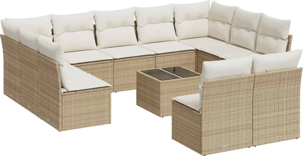 vidaXL Set canapele de grădină cu perne, 12 piese, bej, poliratan