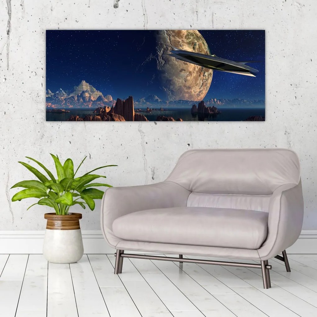 Tablou - Vizita extraterestrului (120x50 cm)