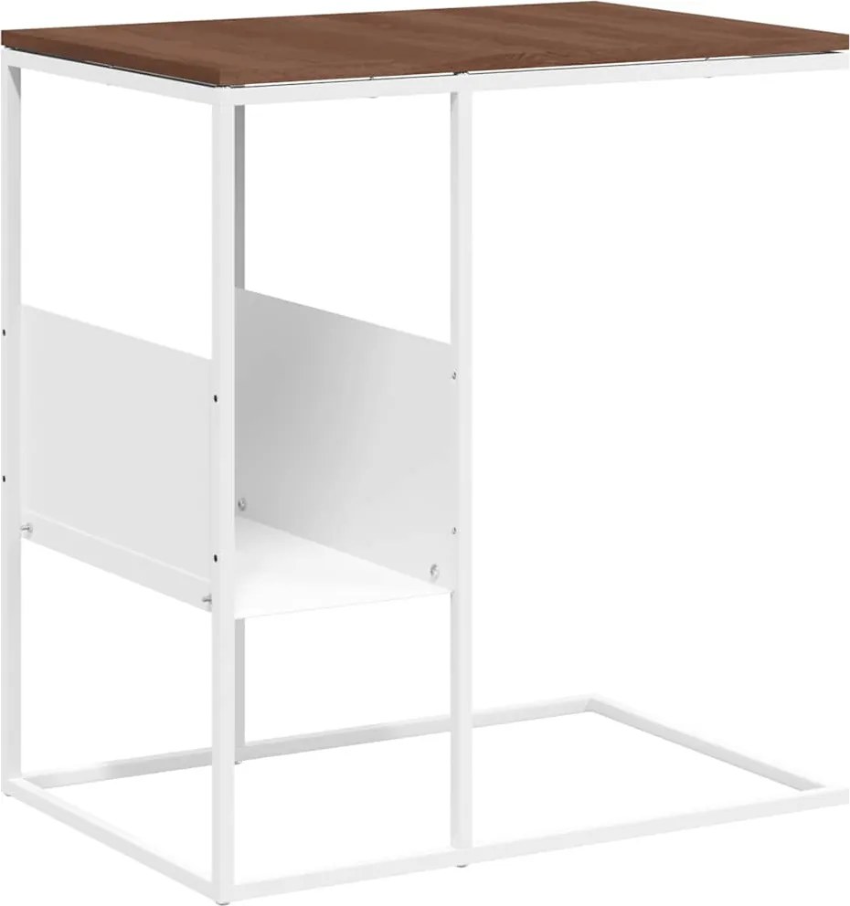 vidaXL Masă laterală, alb, 55x36x59,5 cm, lemn compozit