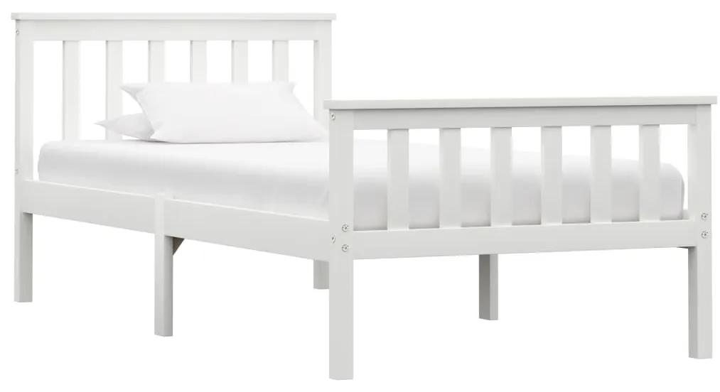 283214 vidaXL Cadru de pat, alb, 90 x 200 cm, lemn masiv de pin