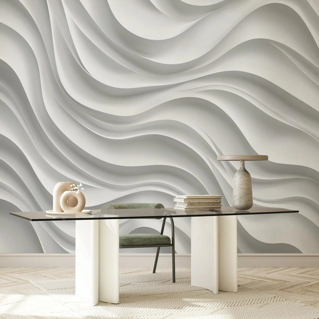 Fototapet - Valuri Albe 3D (147x102 cm)