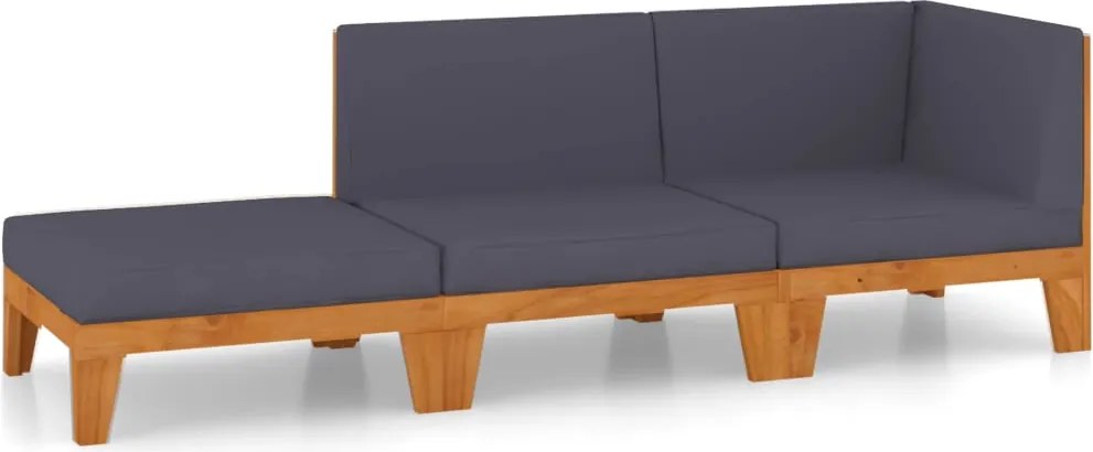 vidaXL Set mobilier grădină cu perne, 3 piese, lemn masiv acacia
