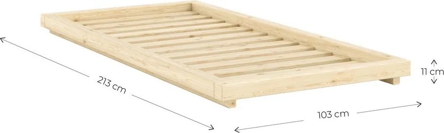 Pat în culoare naturală din lemn de pin fără tăblie cu somieră 90x200 cm Dock – Karup