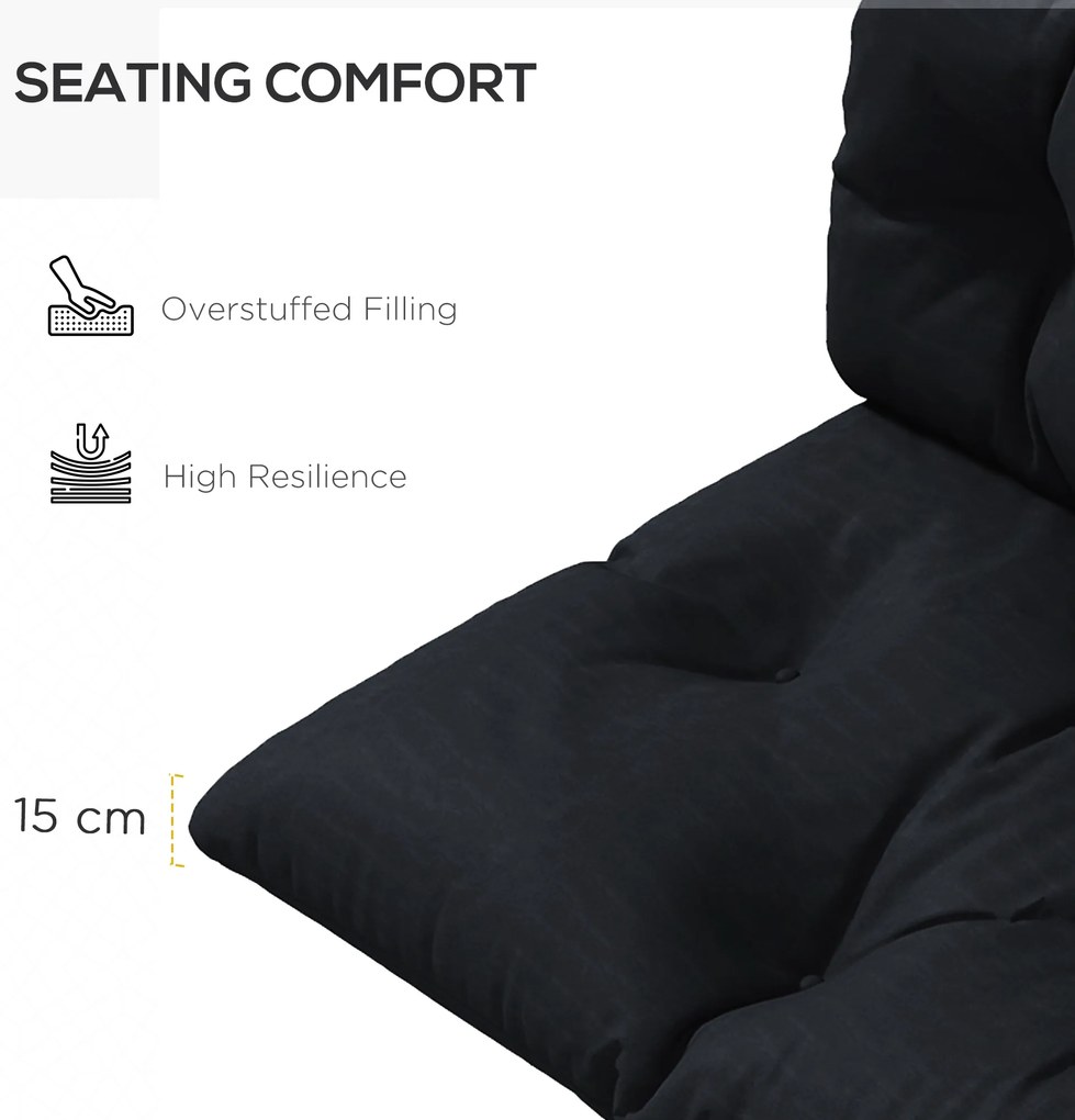 Outsunny Perne pentru Sezut si Spatar de Exterior pentru Paleti, Set de 2 Perne Hidrofobe, Confortabile, Negru | Aosom Romania