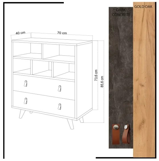Dulap MARCO 85,6x70 cm antracit/maro