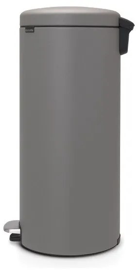 Cos de gunoi cu pedala Brabantia NewIcon 1001092, 30 L, Inchidere usoara, Baza antiderapanta, Gri satinat