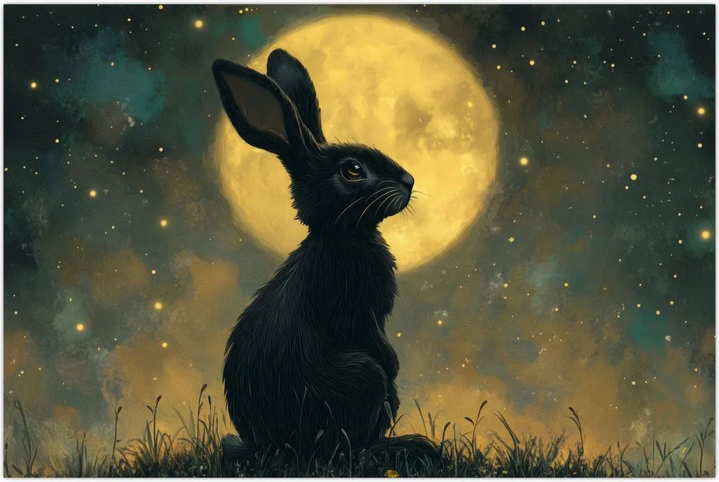 Tablou - Iepure cu lună (90x60 cm)