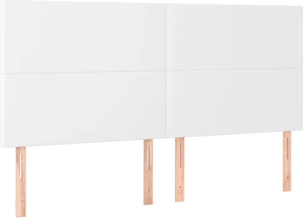 vidaXL Tăblie de pat albă 180x5x118/128 cm piele ecologică