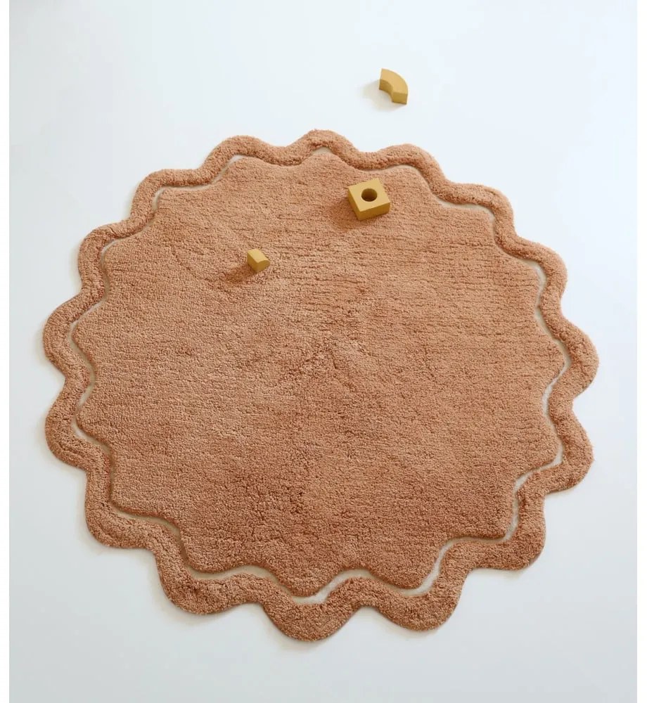 Covor cărămiziu lavabil țesut manual rotund din bumbac ø 110 cm Sweet April Toffee – Nattiot