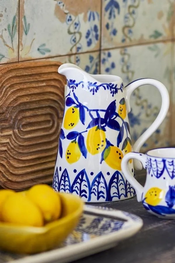 Carafă din ceramica pictata manual, design mediteraneean, Ø12cm, "Maxima"