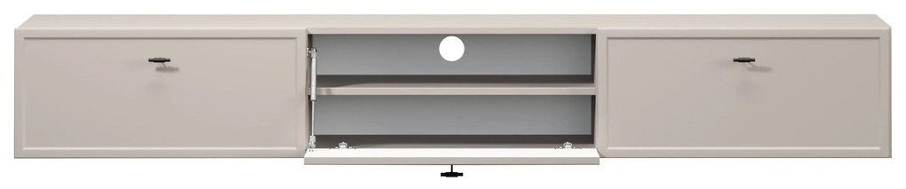Comodă TV suspendată cu sertare Lorini 200 cm - cașmir / mânere negre T-bar