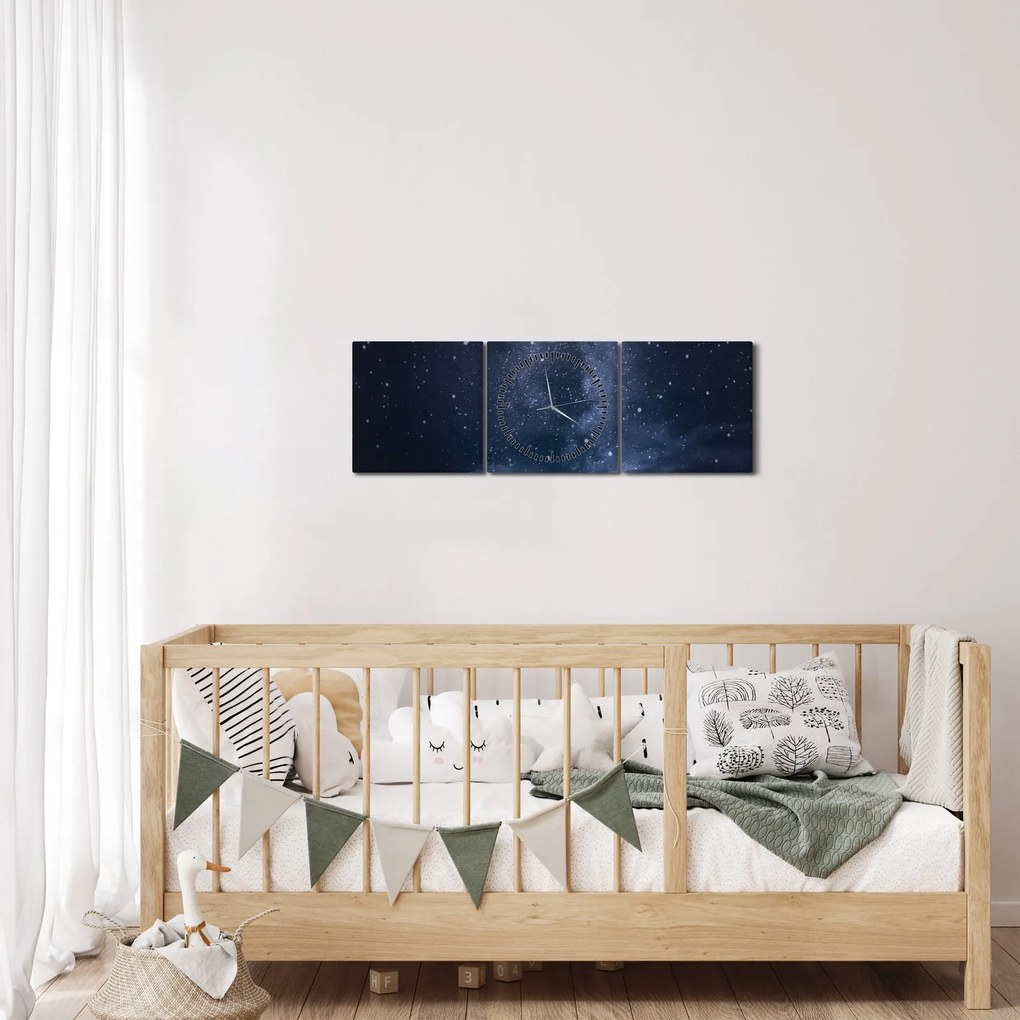Tablou cerului plin de stele (cu ceas) (90x30 cm)