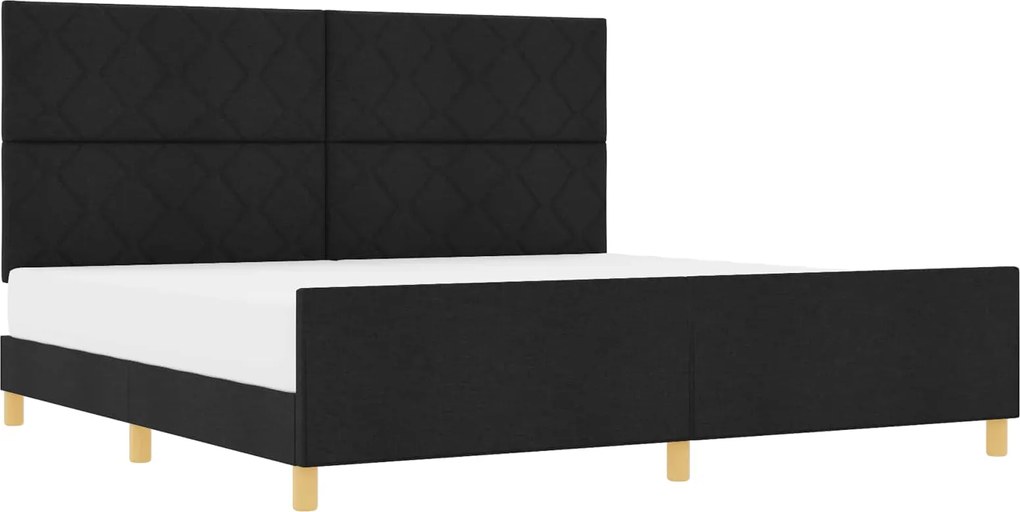 vidaXL Cadru de pat cu headboard Negru 200 x 200 cm țesătură