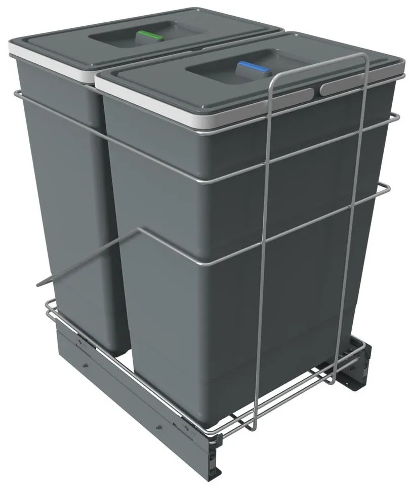 Coș de gunoi gri de reciclat/ încorporat 42+42 l din plastic Ecofil – Elletipi