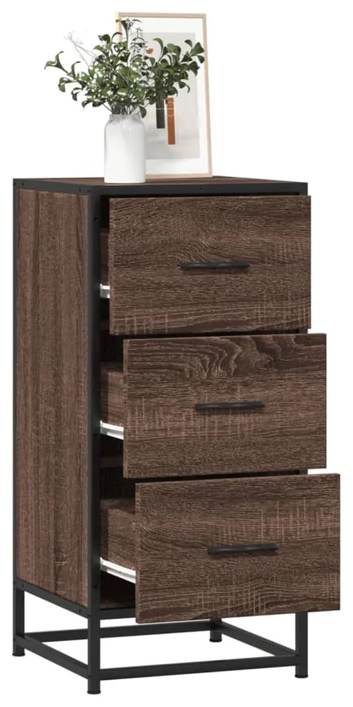 vidaXL Dulap, stejar maro, 35,5x35x76 cm, lemn prelucrat și metal