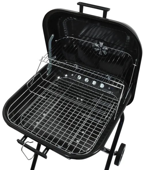 Grătar portabil cu cărbuni, negru