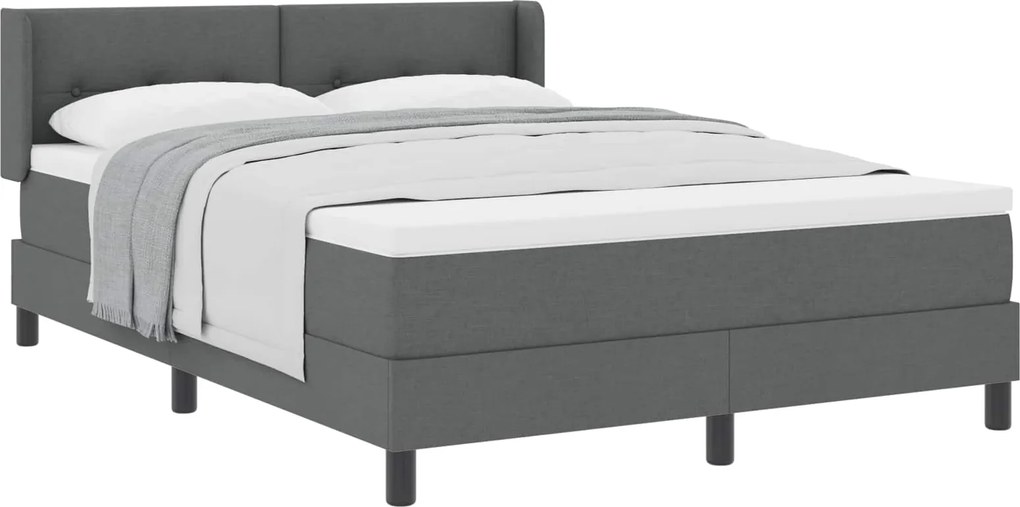 vidaXL Pat cu arcuri cu saltea Gri închis 190 x 140 cm țesătură