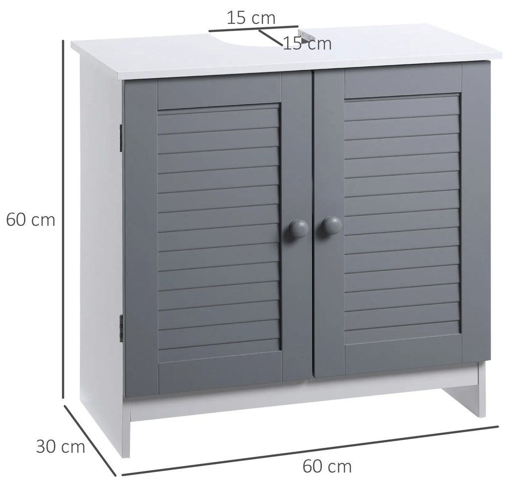 kleankin Mobilier Sub Lavoar pentru Baie, din MDF, 60x30x60cm, Gri si Alb | Aosom Ro