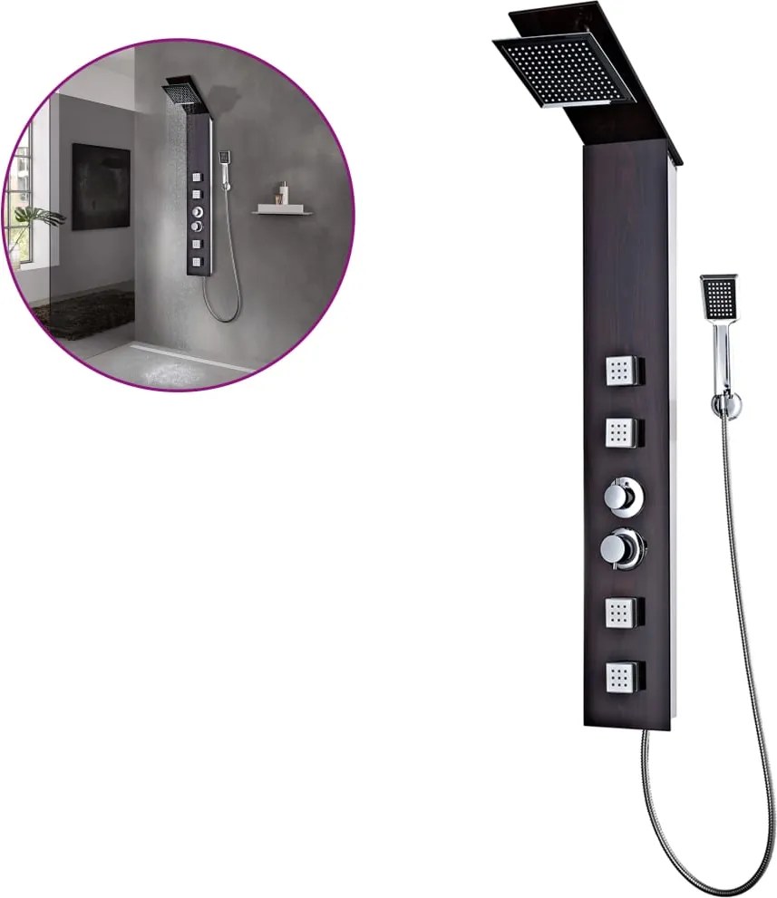 vidaXL Sistem cu panel de duș, sticlă, maro